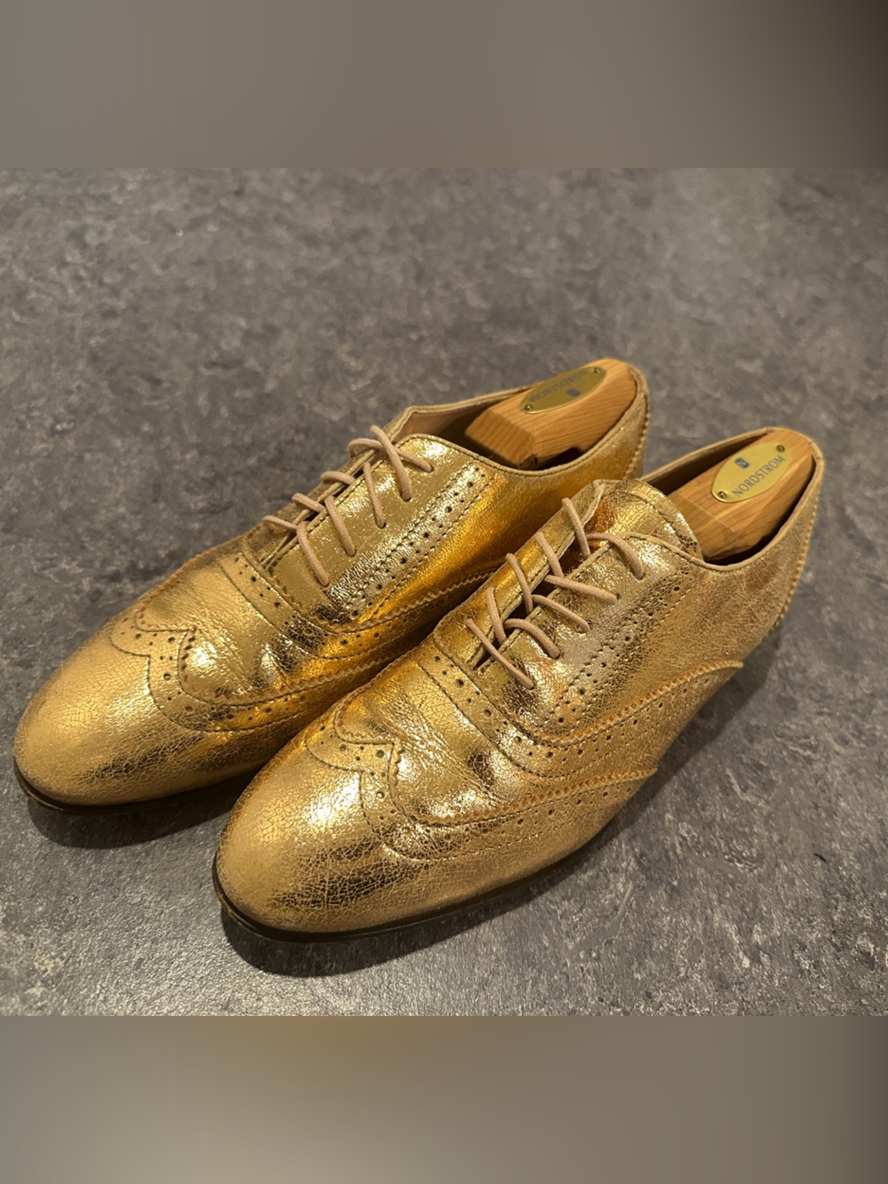 J crew Metallic Gold Women's Brogue loafers
